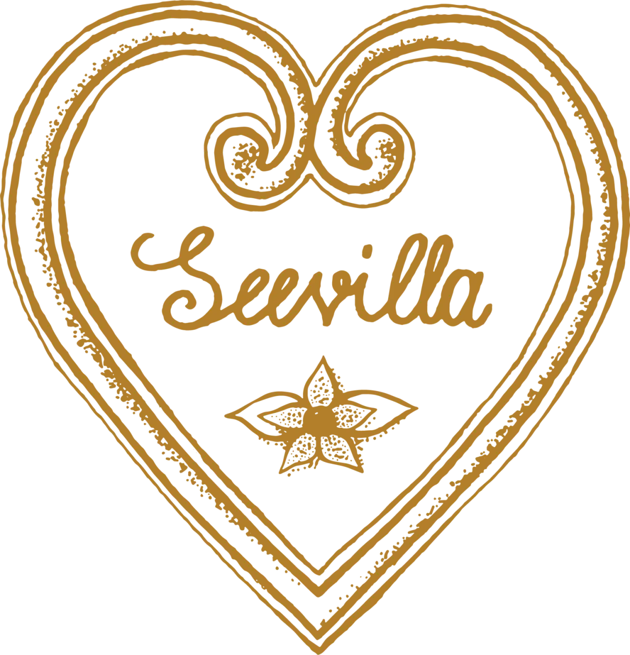 Logo des Romantik Hotel Seevilla mit Herzform und Blumenmotiv