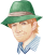 Illustration eines Mannes mit grünem Hut und hellem Hemd.