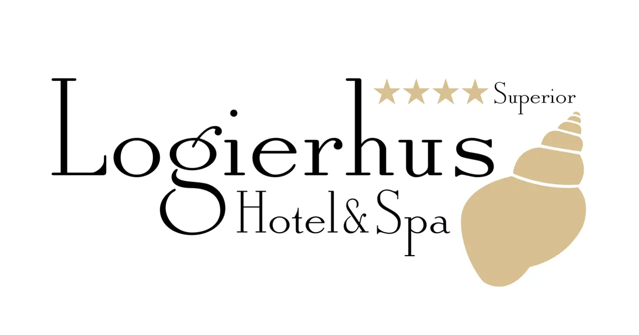 Logo des Logierhus Langeoog Hotel & Spa mit 4 Superior Sternen und Muschel-Symbol.