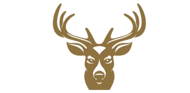 Logo des Freund Das Hotel & Natur Resort: Hirschkopf mit Geweih in Gold auf weissem Hintergrund.