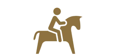 Icon: Reiter auf Pferd, symbolisiert Reitangebot im Freund Das Hotel & Natur Resort.