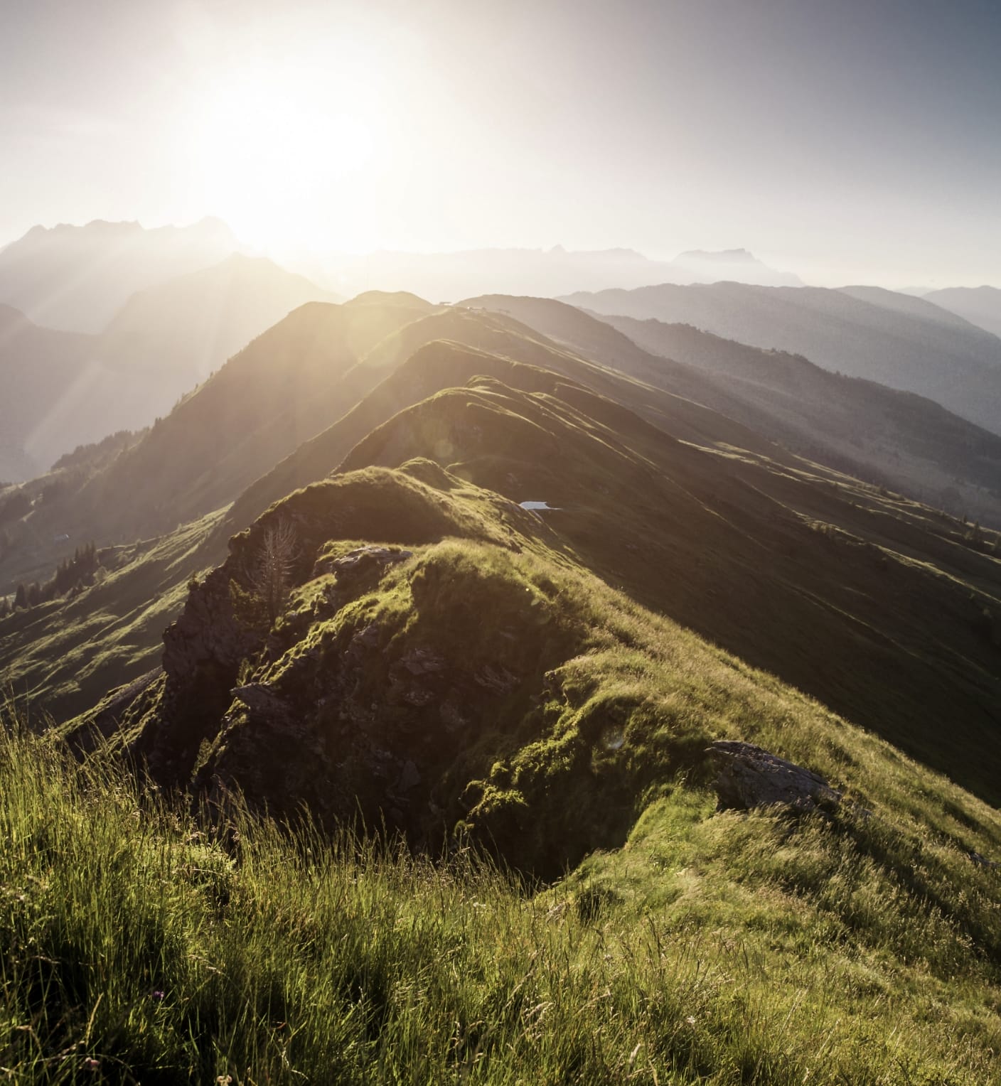 Designhotel Wiesergut in Saalbach-Hinterglemm – Sonnenbeschienener Bergkamm in den Alpen | Wellnesshotel Salzburger Land