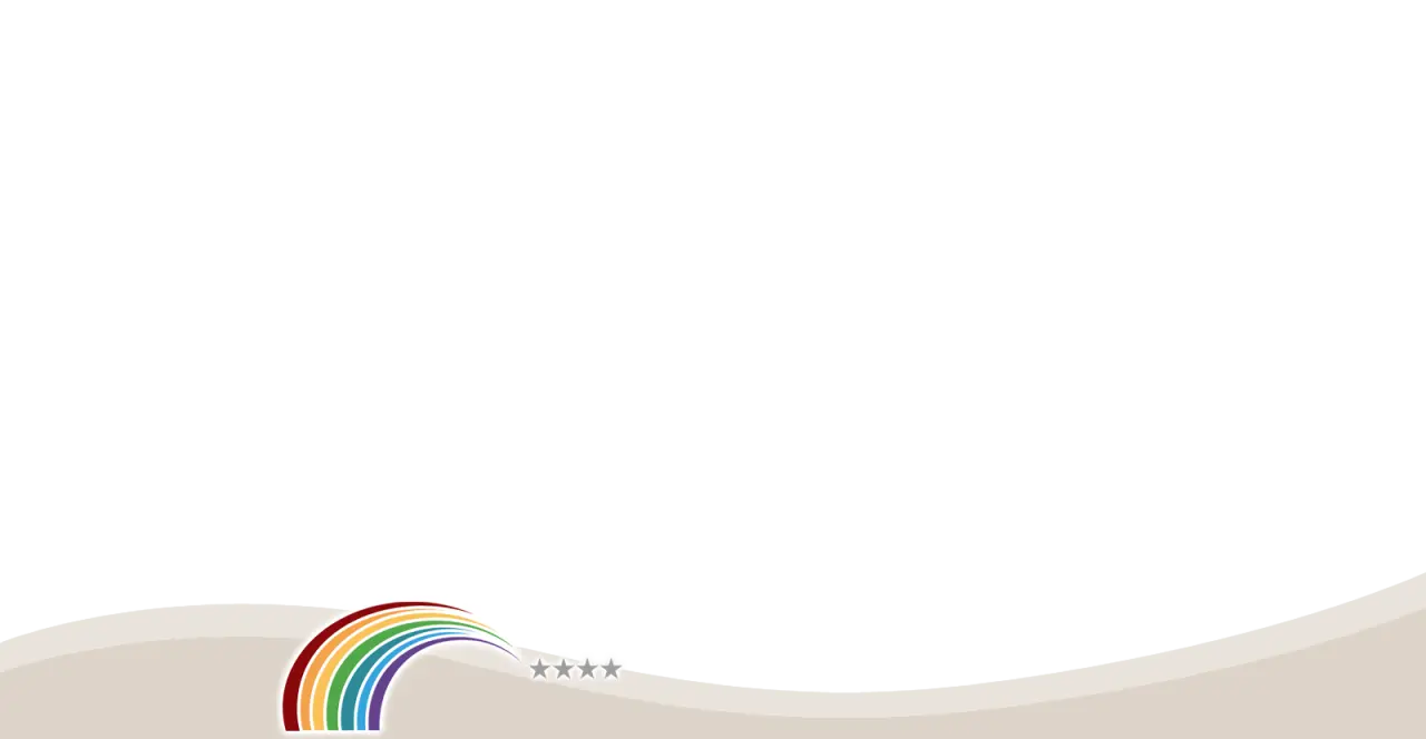 Grafisches Element mit Regenbogen und drei Sternen als Platzhalter für das Hotel Zum Kramerwirt.