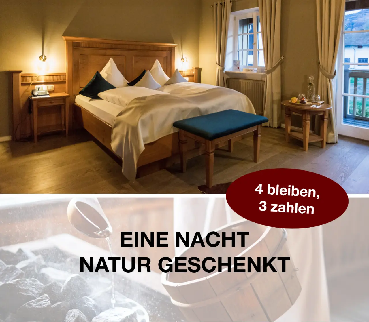 Landgasthof Karner in Frasdorf – Gemütliches Doppelzimmer mit Holzbett | Wellnesshotel Chiemgau