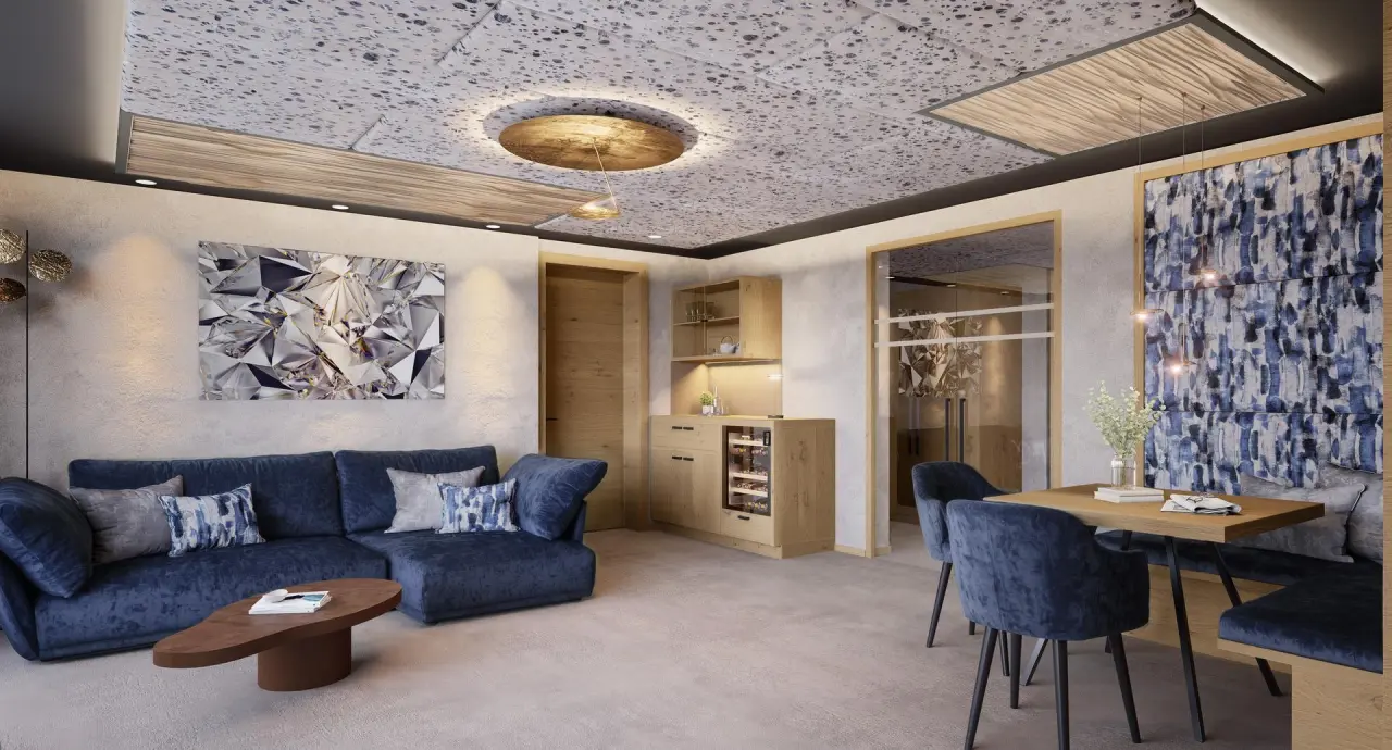 Alpen-Wellness Resort Hochfirst in Obergurgl – Moderne Suite mit Wohnbereich und Essplatz | Wellnesshotel Tirol