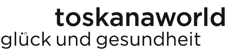 Logo von toskanaworld mit dem Slogan 'glück und gesundheit' für Hotel an der Therme Bad Orb.