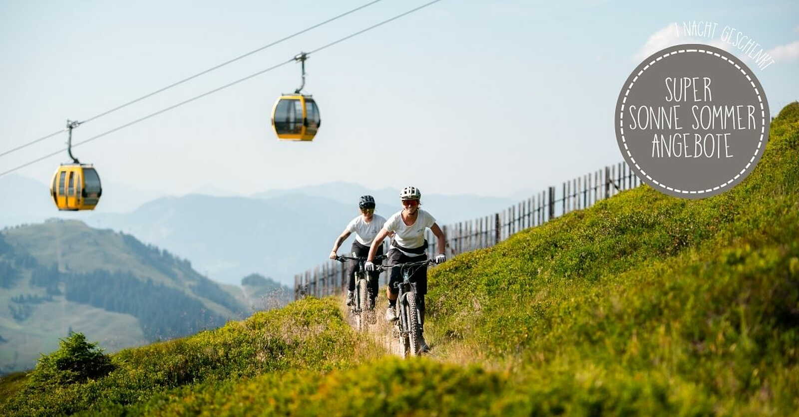 ALL INCLUSIVE Hotel DIE SONNE in Saalbach – Mountainbiker in den Bergen mit Seilbahn | Wellnesshotel Saalbach