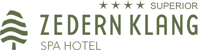 Logo des 4-Sterne Superior Hotel Zedern Klang Spa Hotel mit stilisiertem Baum und Schriftzug.