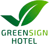 Logo des Ringhotel Teutoburger Wald: GREENSIGN HOTEL mit grünem Blatt-Symbol.