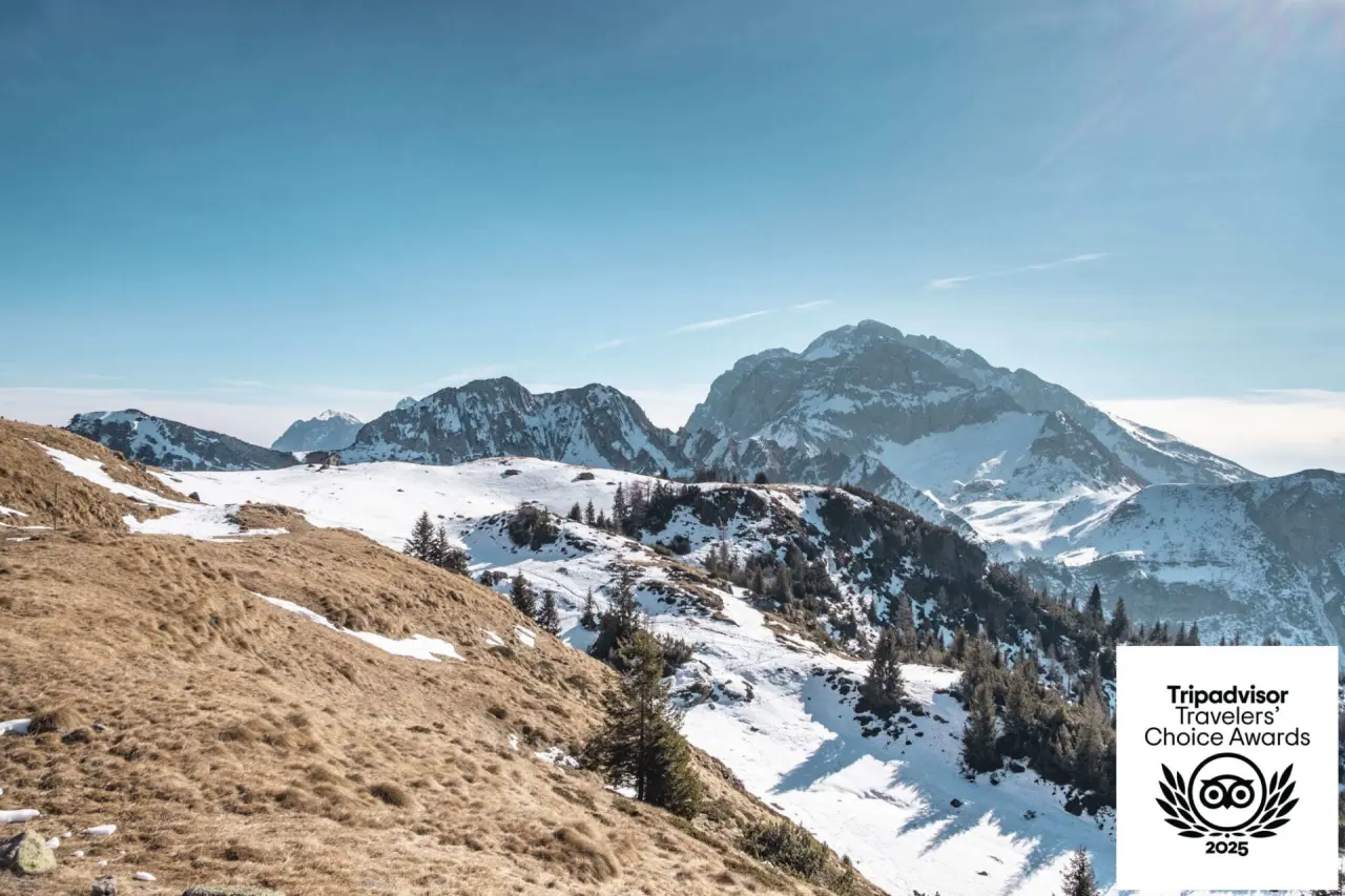 Orobie Alps Resort in Roncobello – Panorama der verschneiten Orobie-Alpen mit TripAdvisor Award | Wellnesshotel Lombardei