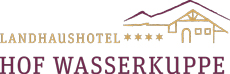 Logo des Landhaushotels Hof Wasserkuppe mit stilisiertem Gebäude und Bergen