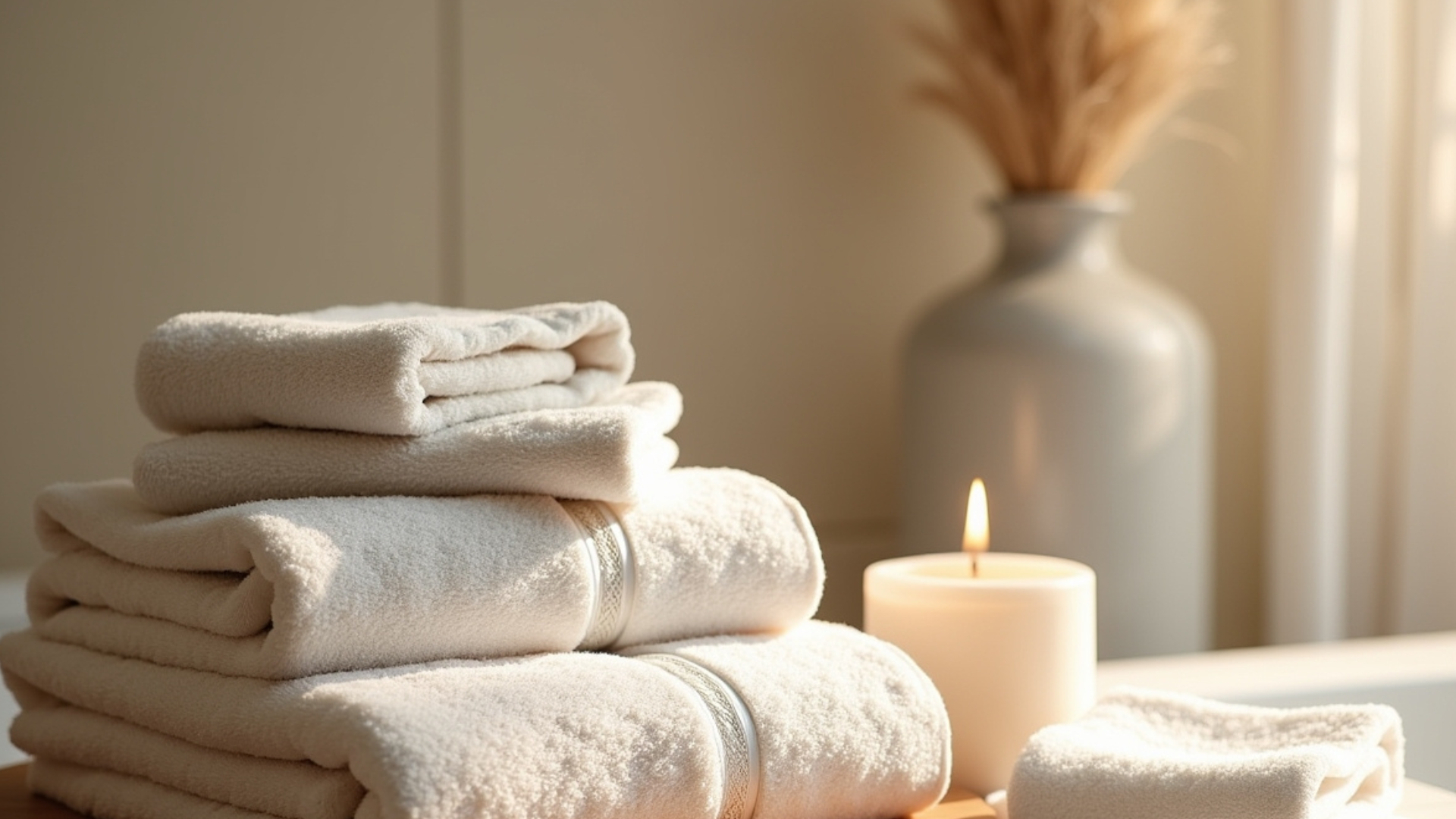 Königshof Hotel Resort in Oberstaufen – Weiche Handtücher, Kerze und Dekoration für entspannte Momente | Wellnesshotel Allgäu
