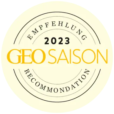 GEO SAISON Empfehlung 2023 für Torghele's Wald & Fluh. Auszeichnung für das Wellnesshotel.