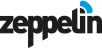 Logo mit dem Schriftzug 'zeppelin' und einem blauen Bogen.