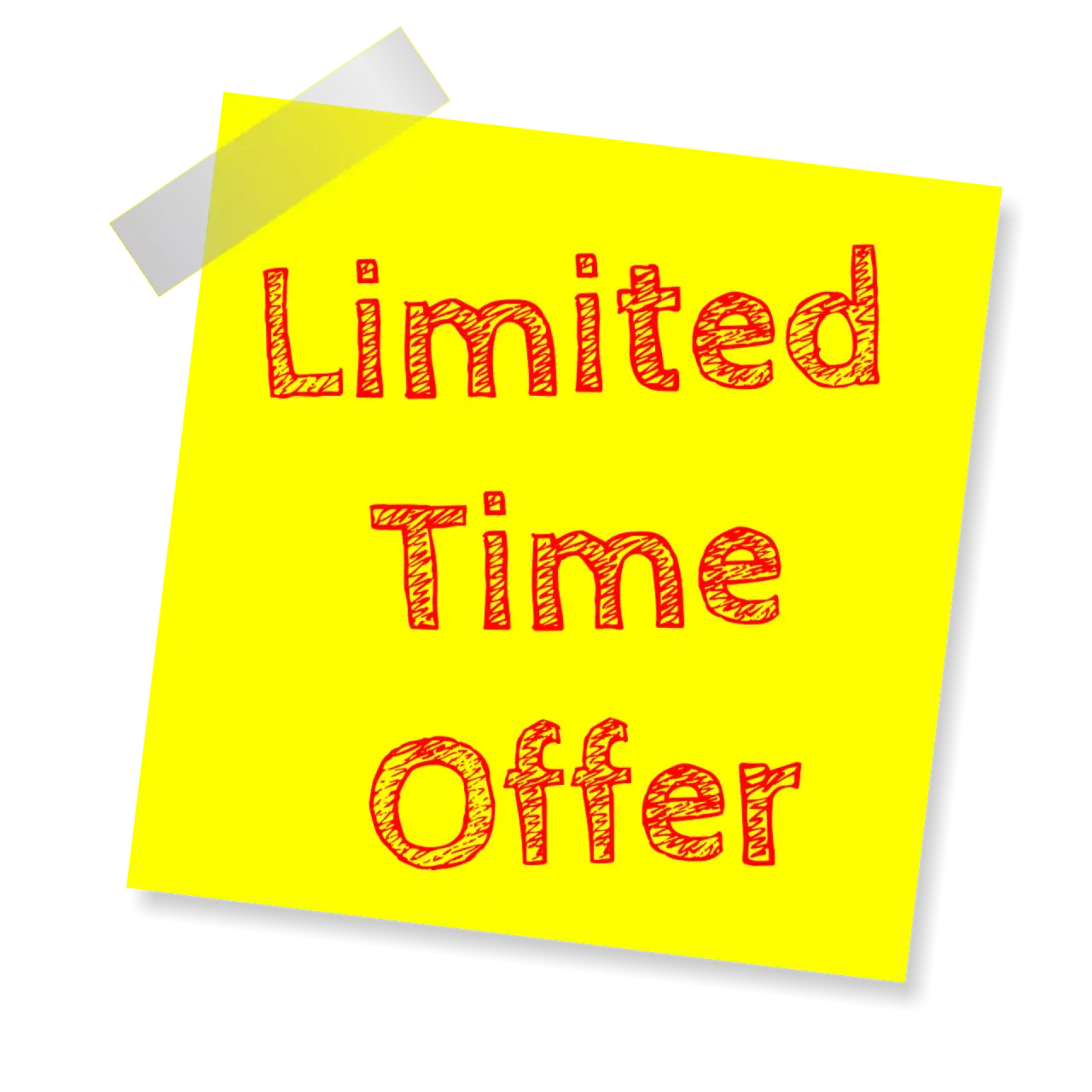Gelber Notizzettel mit der Aufschrift 'Limited Time Offer' für das Hotel Schweizer Hof Betriebs-GmbH.