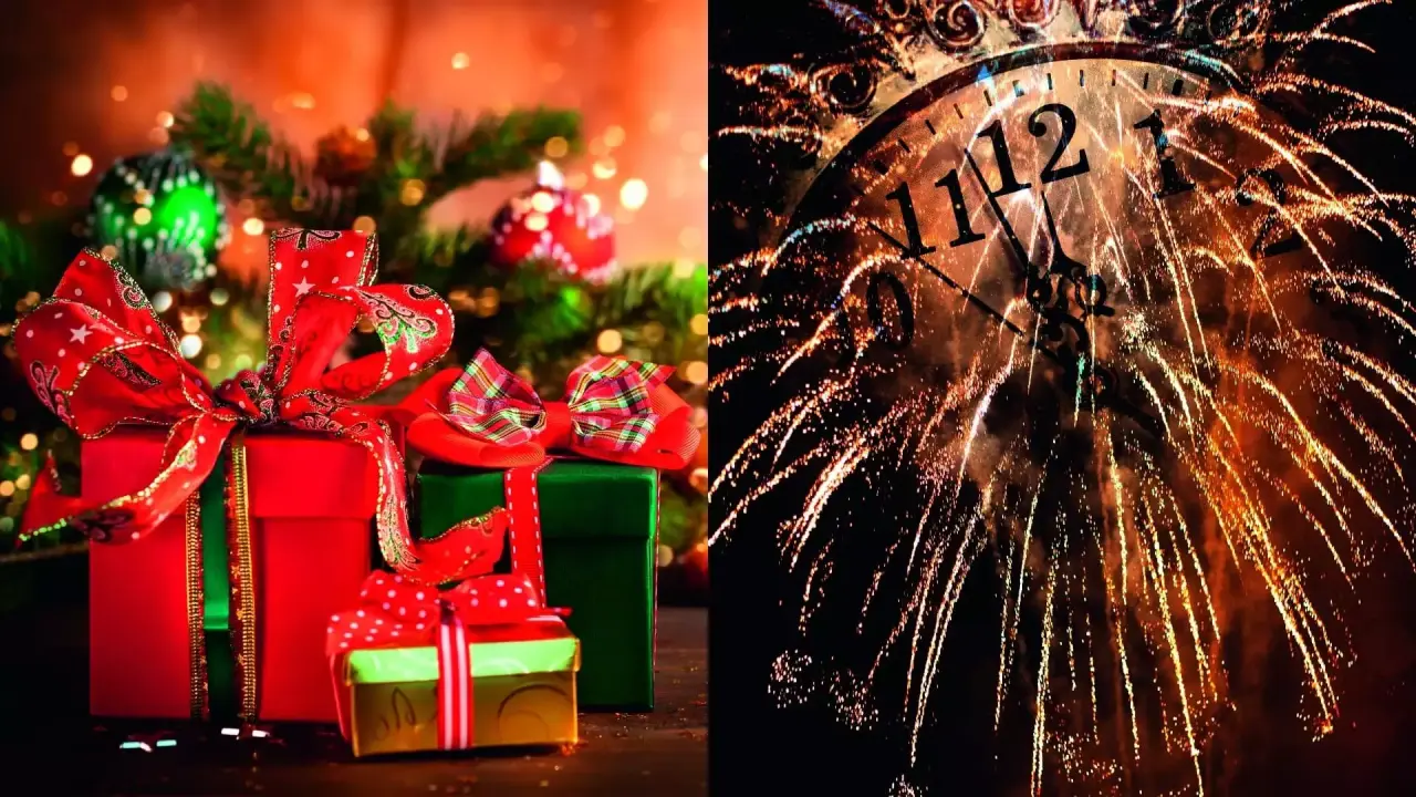 Festliche Weihnachtsgeschenke und Silvesterfeuerwerk zur Feier im Hotel Schweizer Hof Betriebs-GmbH.