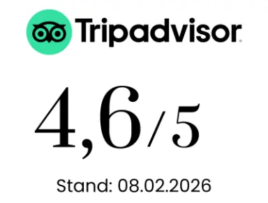 TripAdvisor Bewertung 4,6/5 für das Moselschlösschen Spa & Resort, Stand 08.02.2026.
