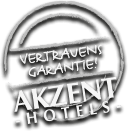 Logo des AKZENT Waldhotel Rheingau mit Schriftzug 'Vertrauens Garantie!' und 'AKZENT HOTELS'.