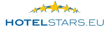 Logo von HOTELSTARS.EU mit fünf goldenen Sternen für das Sporthotel Zum Hohen Eimberg.