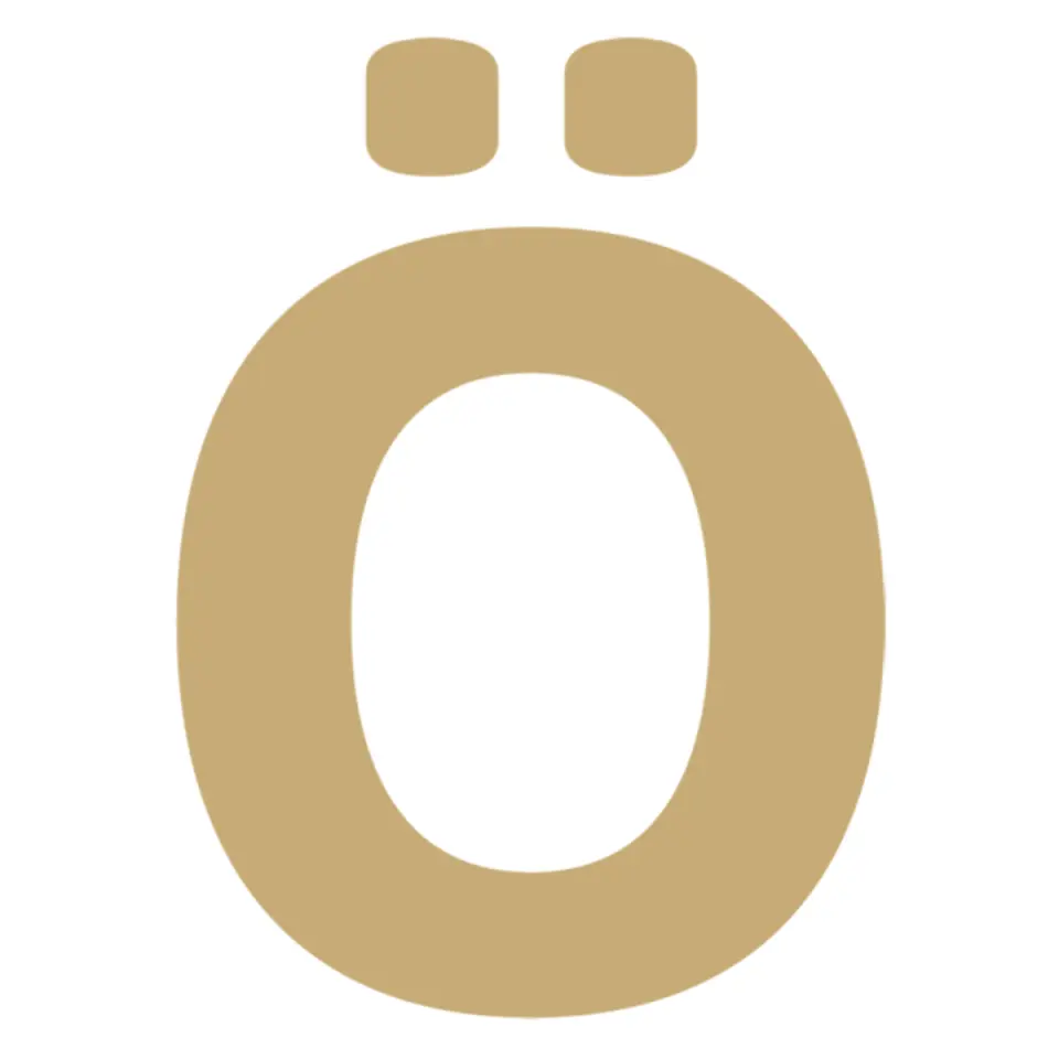 Logo des Hotels Der Öschberghof, ein stilisiertes goldenes 'Ö' auf weißem Hintergrund.