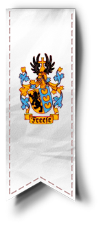 Wappen des Nordseehotel Freese auf einem weissen, gestanzten Banner mit roter Naht.