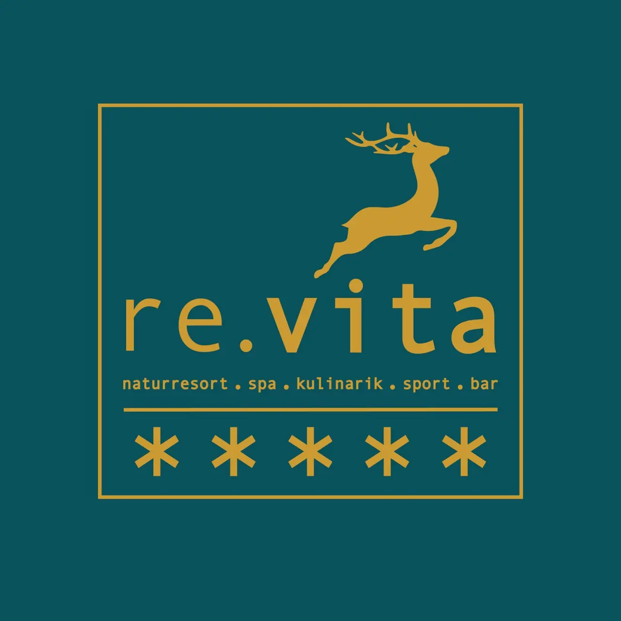 Logo des Revita Wellnesshotels mit Hirsch-Symbol und Schriftzug 'naturresort . spa . kulinarik . sport . bar'.
