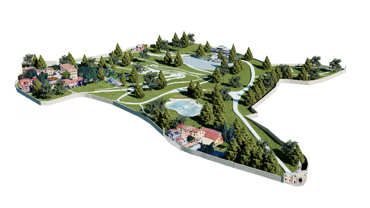 Villa dei Cedri Spa in Colà di Lazise – 3D-Lageplan der Hotelanlage und Thermalparks | Wellnesshotel Gardasee