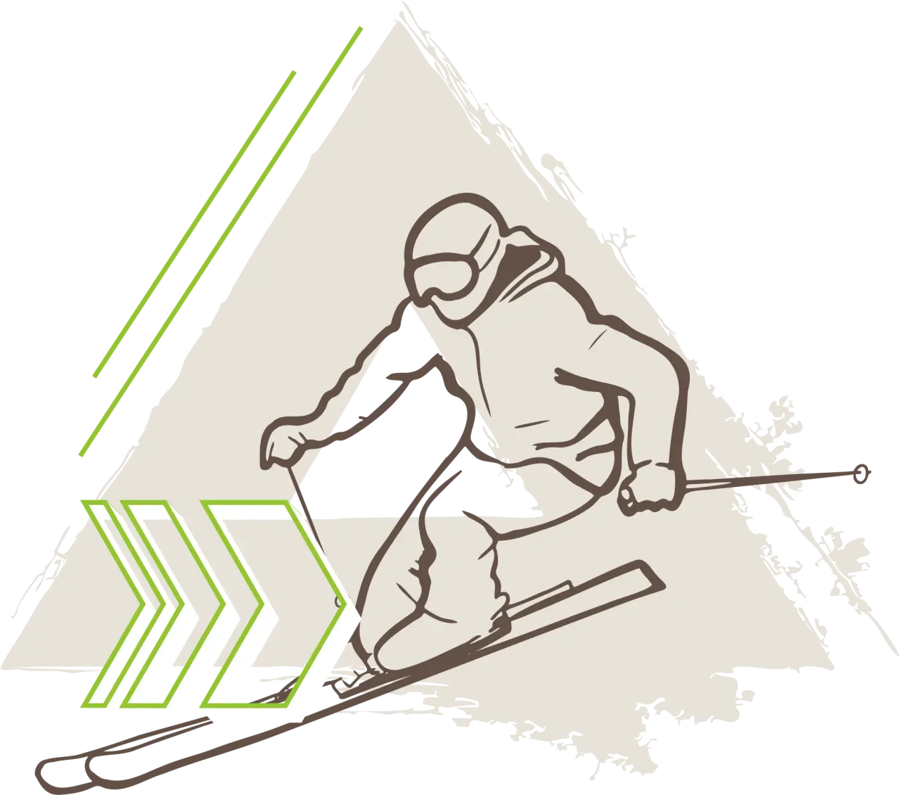 Stilisierte Illustration eines Skifahrers, die Wintersportaktivitäten des Hotel Gartnerkofel darstellt.