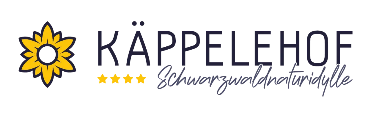 Logo des Hotel Käppelehof mit Sonnenblumen-Symbol und dem Slogan 'Schwarzwaldnaturidylle'.