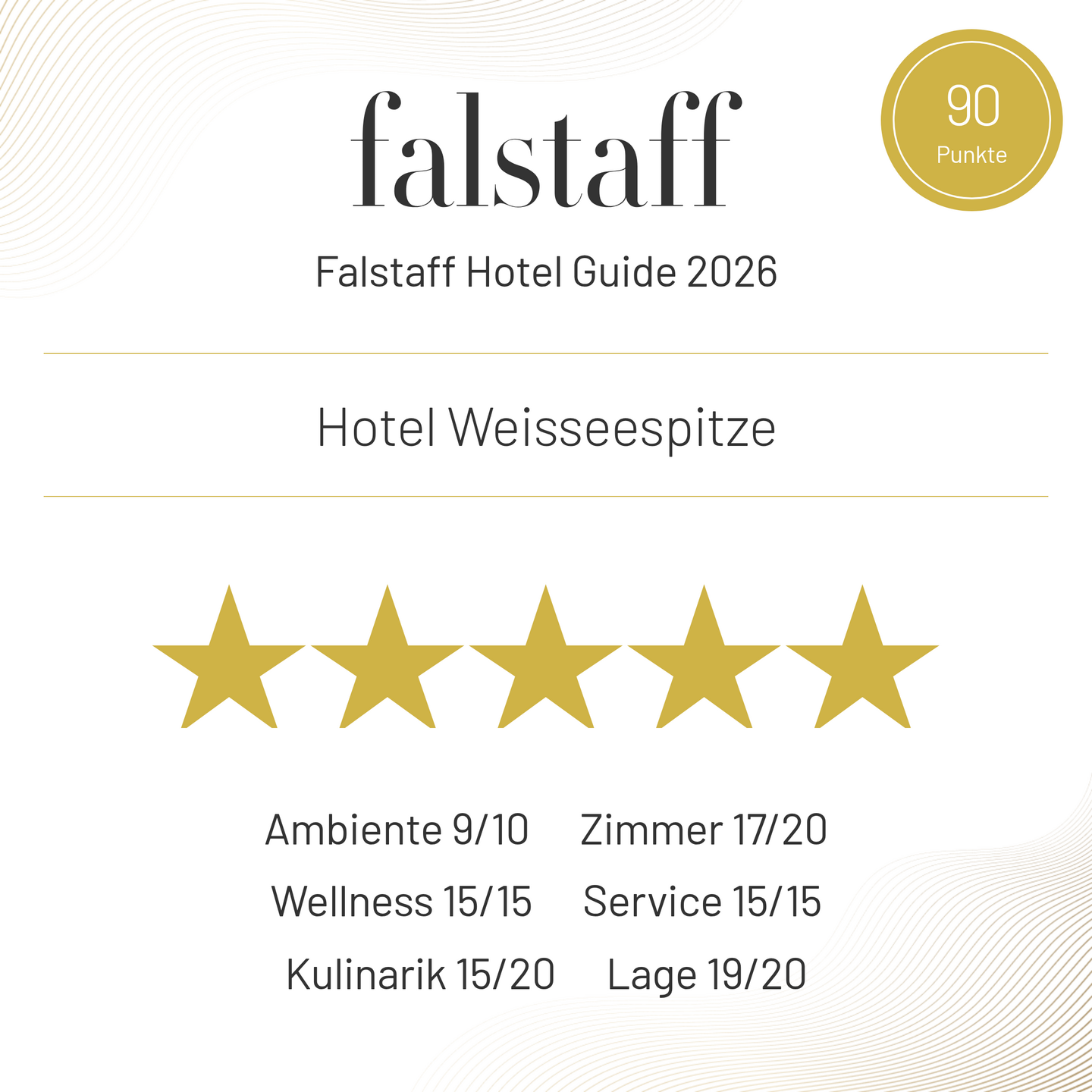 Hotel Weisseespitze in Kaunertal – Falstaff Hotel Guide 2026 Bewertung mit 90 Punkten | Wellnesshotel Tirol