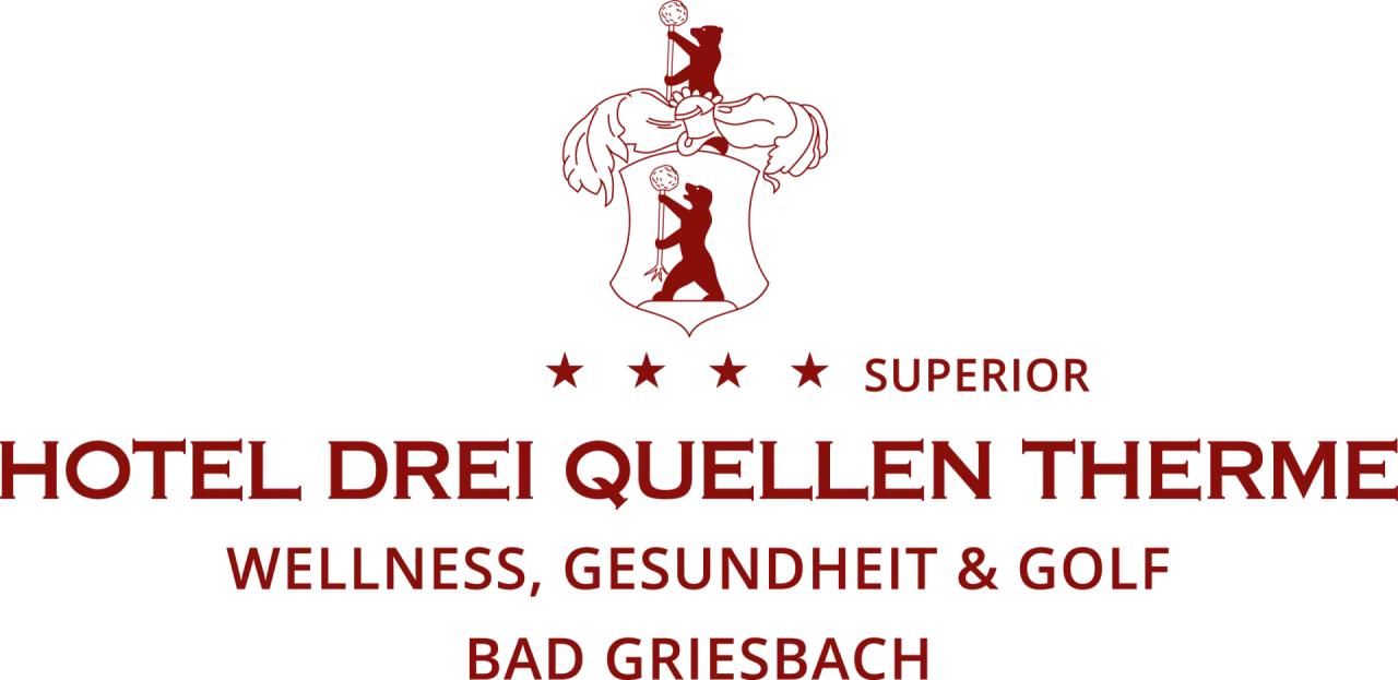 Hotel Drei Quellen Therme in Bad Griesbach – Rotes Logo des Hotels mit Schriftzug | Wellnesshotel Bad Griesbach